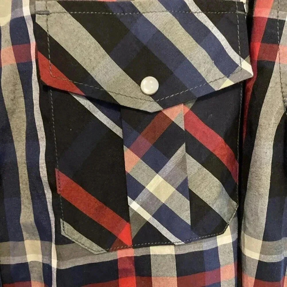 Coevals Club Plaid Long Sleeve Pearl Snap Western Style Shirt Men's Size XL - Picture 4 of 8